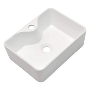 vessel sink rectangular - sarlai 16"x12" rectangle vessel sink white ceramic porcelain above counter bathroom vanity lavatory restroom bathroom vessel sink basin