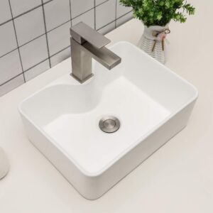 Vessel Sink Rectangular - Sarlai 16"x12" Rectangle Vessel Sink White Ceramic Porcelain Above Counter Bathroom Vanity Lavatory Restroom Bathroom Vessel Sink Basin