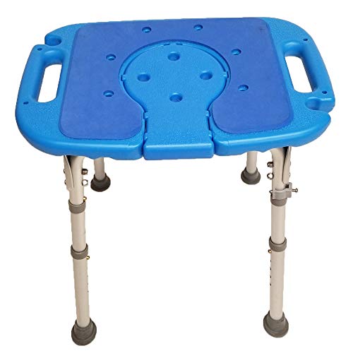 Atlas Deluxe Bariatric Shower/Bath Bench, 600lb. Capacity, Padded with Cutout and Insert. Heavy Duty Shower Chair/Stool with Adjustable Height and XL Seat