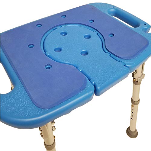 Atlas Deluxe Bariatric Shower/Bath Bench, 600lb. Capacity, Padded with Cutout and Insert. Heavy Duty Shower Chair/Stool with Adjustable Height and XL Seat