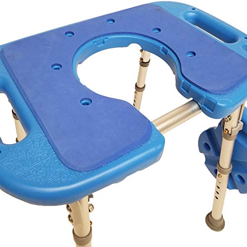 Atlas Deluxe Bariatric Shower/Bath Bench, 600lb. Capacity, Padded with Cutout and Insert. Heavy Duty Shower Chair/Stool with Adjustable Height and XL Seat