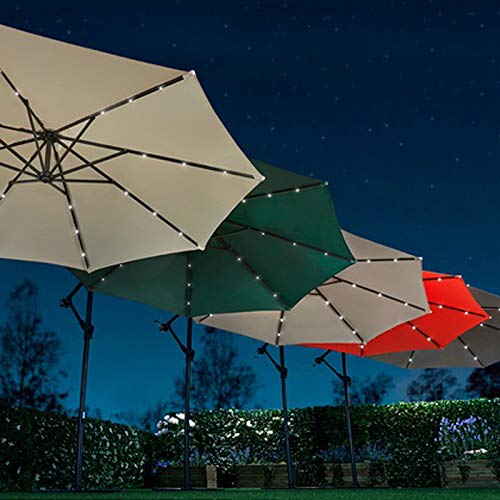 Harrier 10ft Cantilever Overhanging Patio Umbrella | Backyard Sunshade – Outdoor Offset Umbrella | 4 Colours - Optional Base Weights & Weatherproof Cover (LED Umbrella + 4x 25 lbs Weights, Black)