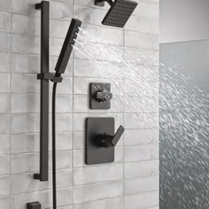 Delta Faucet Single-Spray H2Okinetic Slide Bar Hand Held Shower with Hose, Black Handheld Shower Head, Slide Bar Hand Shower, Handheld Shower, Detachable Shower Head, Matte Black 51567-BL