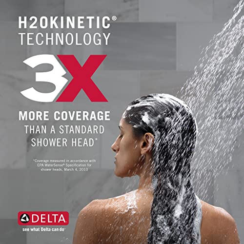 Delta Faucet Single-Spray H2Okinetic Slide Bar Hand Held Shower with Hose, Black Handheld Shower Head, Slide Bar Hand Shower, Handheld Shower, Detachable Shower Head, Matte Black 51567-BL