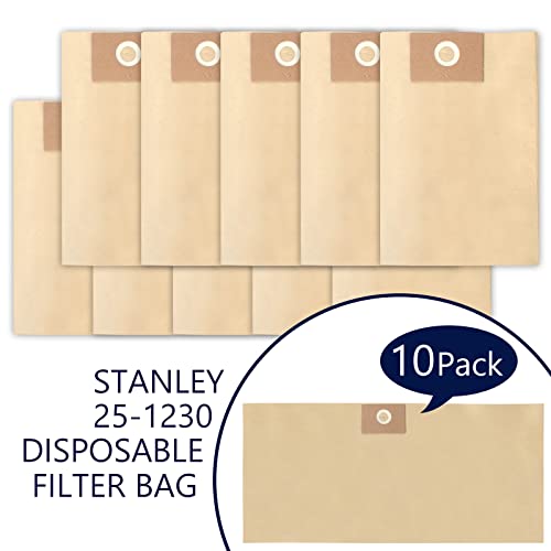 KEEPOW 10 Pack 25-1230 Shop Vac Bags Compatible with Stanley 4-5 Gallon Wet/Dry Vacuums SL18129, SL18130, SL18130P