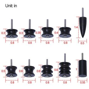 10Pcs Black Ebony Wood Leather Burnisher Pointed Tip, Leather Slicker Burnishing Tool for Compatible with Rotary Dremel Tools (Black)