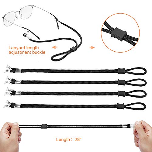 SCWJTF 4PCS Premium Nylon Eyeglass Straps, Adjustable Eyewear Retainers, Anti-slip Eyeglass Chains Lanyard, Sport Sunglass Retainer Holder Strap for Men and Women's, with Free 3 Gifts