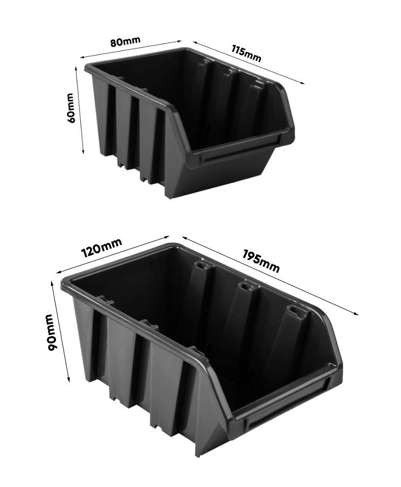 PAFEN Workshop Shelf Storage System - 1152 x 780 mm - Wall Shelf with Black Stacking Boxes, Red Tool Holder - Shed Shelf Wall Plates Extra Strong