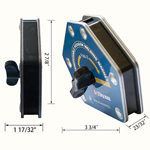 Multi-Angle Welding Magnets Holder Tool - Neodymium Magnetic Welding square, 55LBS Strong Hand Tools With Switch, Hexagon Multi-Angle Magnets: 30°, 45°, 60°, 75°, 90°, 105°, 120°, 135°, 150°(Small)