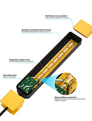 CRST 7-Outlet Heavy Duty Surge Protector Power Strip with Flat Plug, 9 feet Long Extension Cord for Home Garage Industrial Workshop, 1350 Joules, 15A Circuit Breaker