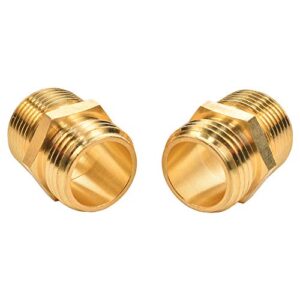 2 Pack 3/4" GHT to 3/4" NPT Male Connector, Brass Garden Hose Fitting, Male Hose Adapter