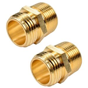 2 pack 3/4" ght to 3/4" npt male connector, brass garden hose fitting, male hose adapter