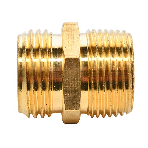 2 Pack 3/4" GHT to 3/4" NPT Male Connector, Brass Garden Hose Fitting, Male Hose Adapter