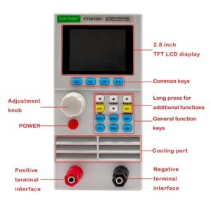 ET5410A+ Programmable 400W DC Electronic Load Battery Load Tester DC Tester Battery Internal Resistance Tester 0-150V 0-40A (ET5410A+, USB)