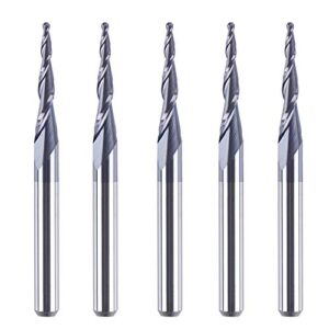 spetool 5pc/pack tapered cone 1/8 end mills 0.5mm cutting radius(1.0mm diameter) 3d wood engrave cnc router bits tools
