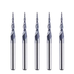 spetool 5pcs tapered ball nose carving end mill 1/8 inch shank 0.25mm radius (0.5mm diameter) tips 3d woodworking tool cnc router bits