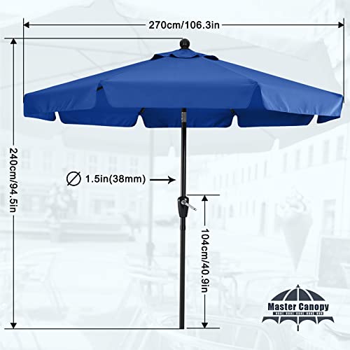 MASTERCANOPY Valance Patio Umbrella for Outdoor Table Market -8 Ribs (9ft, Blue)