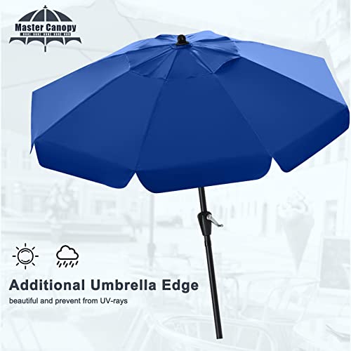 MASTERCANOPY Valance Patio Umbrella for Outdoor Table Market -8 Ribs (9ft, Blue)