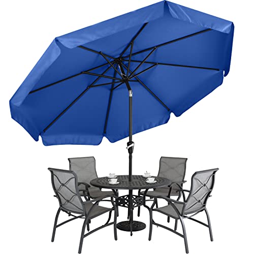 MASTERCANOPY Valance Patio Umbrella for Outdoor Table Market -8 Ribs (9ft, Blue)