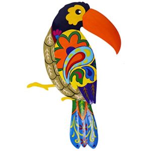 Adroiteet Large Metal Hornbill Wall Decor, Vivid Colorful Bird Art Wall Hanging for Indoor Outdoor Home Bedroom Office Garden (Orange)