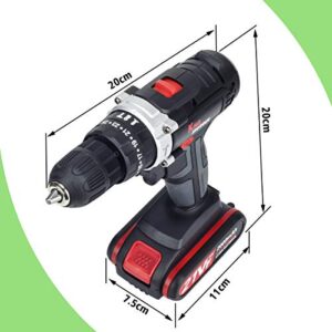 Cordless Drill Driver Kit with 2 battery, King Showden 21V Power Drill 50Nm 25+3 Clutch, 3/8" Keyless Chuck, Variable Speed & Built-in LED Electric Screw Driver for Drilling Wall, Bricks, Wood, Metal