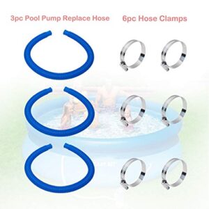 Pool Pump Replacement Hose, 1.25 x 41 Inch for compatible with Filter Pump 607, 637 and 32mm Above Ground Pools include 6 Hose Clamps, Replace for compatible with Hose(3 set)