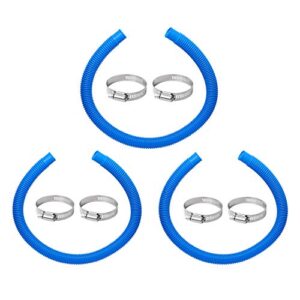 pool pump replacement hose, 1.25 x 41 inch for compatible with filter pump 607, 637 and 32mm above ground pools include 6 hose clamps, replace for compatible with hose(3 set)