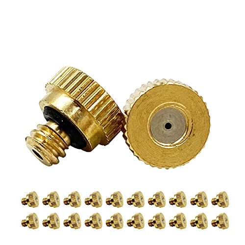 RuoFeng Mister Nozzles Brass For Outdoor Cooling System Low-Pressure Atomizer 22 pcs Orifice 0.028" (0.7 mm) 10-24 UNC