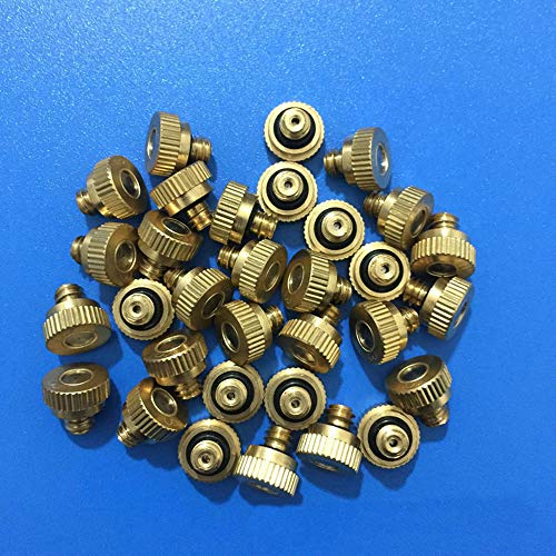 RuoFeng Mister Nozzles Brass For Outdoor Cooling System Low-Pressure Atomizer 22 pcs Orifice 0.028" (0.7 mm) 10-24 UNC