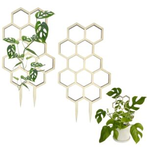 tavaleaf 2 pack indoor plant trellis, honeycomb shaped indoor trellis for climbing plants, small plant trellis for plants, small trellis for house plant, trellis small climbing plant support (gt1)