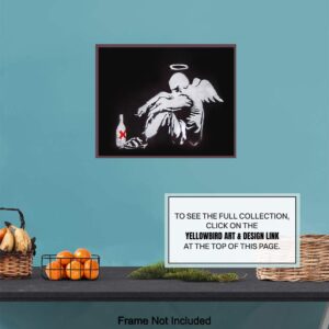 Banksy Fallen Angel Wall Art Poster Print - 8x10 Urban Graffiti Street Art Room Decor, Home Decoration - Cool Gift