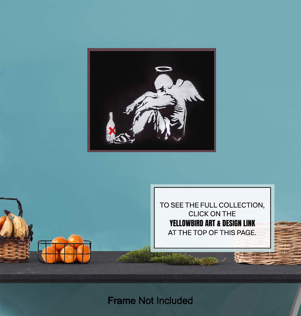 Banksy Fallen Angel Wall Art Poster Print - 8x10 Urban Graffiti Street Art Room Decor, Home Decoration - Cool Gift