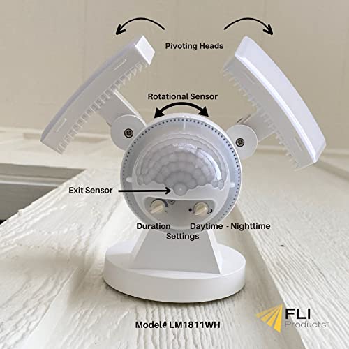 IQ America Motion Security Flood Light Eave/Soffit or Wall Universal Mount 1100 Lumen LED Outdoor Weatherproof Adjustable Motion Sensor, 180° 50' Detection, Yard Barn Shed Attic Workshop Garage WH