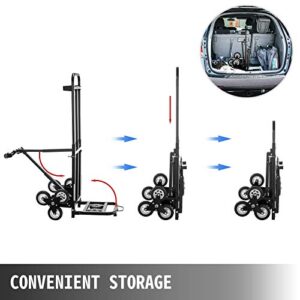 VEVOR Stair Climbing Cart 460lbs Capacity, Portable Folding Trolley with 5Inch and 1.5Inch Wheels, Stair Climber Hand Truck with Adjustable Handle, All Terrain Heavy Duty Dolly Cart for Stairs