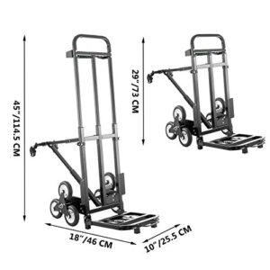 VEVOR Stair Climbing Cart 460lbs Capacity, Portable Folding Trolley with 5Inch and 1.5Inch Wheels, Stair Climber Hand Truck with Adjustable Handle, All Terrain Heavy Duty Dolly Cart for Stairs