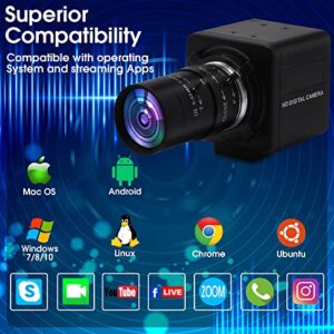 ALPCAM USB Camera VGA 100fps Webcam 10X 5-50mm Varifocal Lens USB Camera,2MP USB Zoom Conference Camera with CMOS OV2710 Sensor,Full HD 1080P UVC Webcame for Android Windows Mac Linux Raspberry Pi