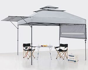 abccanopy pop up gazebo canopy 3-tier instant canopy with adjustable dual half awnings (gray)