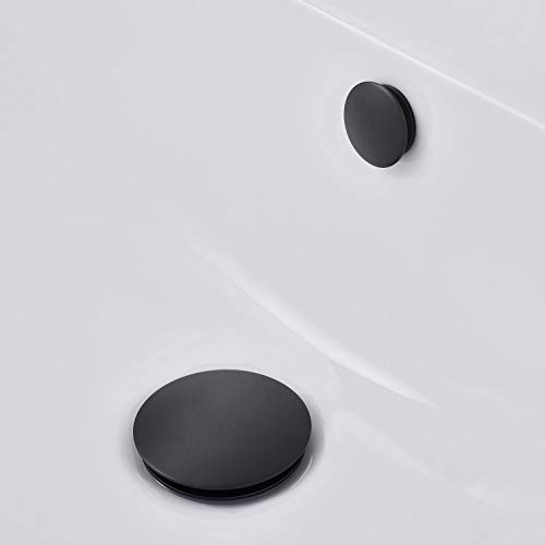 Orhemus Solid Brass Sink Overflow Cap Round Hole Cover for Bathroom Basin, Matte Black Finished