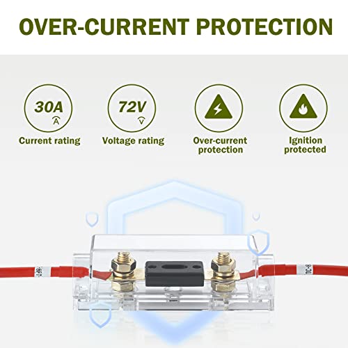 HQST 30 Amp ANL Fuse with Transparent Holder Fits for 10/8/6/4/2/0 Gauge Wire