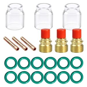 tianlylin 21pcs #12 glass cup kit stubby collets body gas lens welding accessories for wp-9/20/25 tig welding torch 3/32"