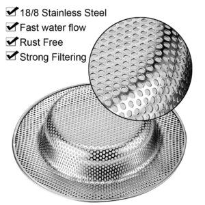 Kitchen Sink Strainer, 2-Pack Sink Strainer Basket with Handle, 4.5" Diameter, Stainless Steel, Rust Free and Dishwasher Safe