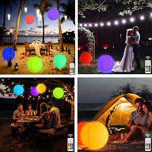 Floating Pool Lights with Timer Remote(RF), 16inch Inflatable Waterproof RGB 16 Colors LED Glow Ball Lights Battery Powered,Pool Lights for Adults,Hot Tub Bath Toys for Swimming Wedding Decor(2 PCS)