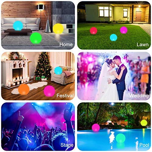 Floating Pool Lights with Timer Remote(RF), 16inch Inflatable Waterproof RGB 16 Colors LED Glow Ball Lights Battery Powered,Pool Lights for Adults,Hot Tub Bath Toys for Swimming Wedding Decor(2 PCS)