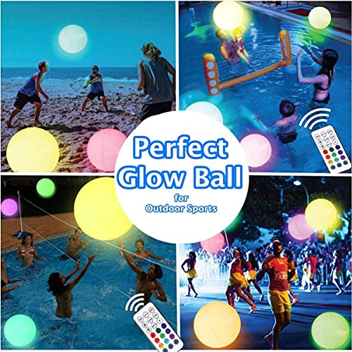 Floating Pool Lights with Timer Remote(RF), 16inch Inflatable Waterproof RGB 16 Colors LED Glow Ball Lights Battery Powered,Pool Lights for Adults,Hot Tub Bath Toys for Swimming Wedding Decor(2 PCS)