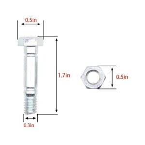 HAKATOP 4 PK 710-0890 5/16" Shear Bolts & Nuts for MTD Cub Cadet Troy-Bilt 710-0890 710-0890A 910-0890A Snow Blower Shear Pins