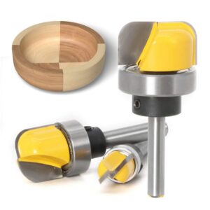 Yakamoz 3Pcs 1/4 Inch Shank Bowl and Tray Template Router Bit Set with Ball Bearing Dish Carving Router Bits Wood Cutter Woodworking Tool