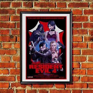 resident evil 4 re4 (black background) movie style artwork original art print 11x17