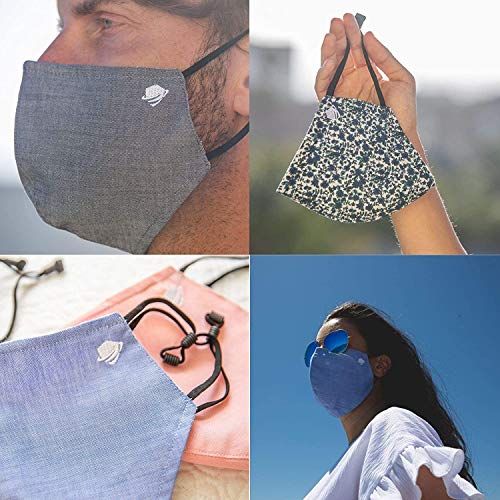 airDefender Reusable Protective Face Masks - Breathable 3 Layer with Nose Wire Filter Pocket Washable Face Mask for Men and Women, 2 Pack Adult (Black Grey)