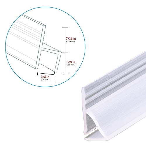 TSMST Glass Shower Door Seal Strip, 120 Inch Soft Shower Door Sweep Seal Strip to Stop Leaks for 3/8" Framelss Glass Door