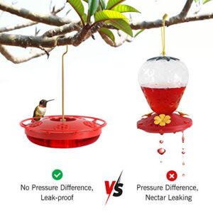 eWonLife Hummingbird Feeder, for Outdoors Hanging, 2 Pack, Leak-Proof, Easy to Clean and Refill, Saucer Humming Bird Feeder, Including Hanging Hook, with 5 Feeding Ports (16 Ounce/Pack)